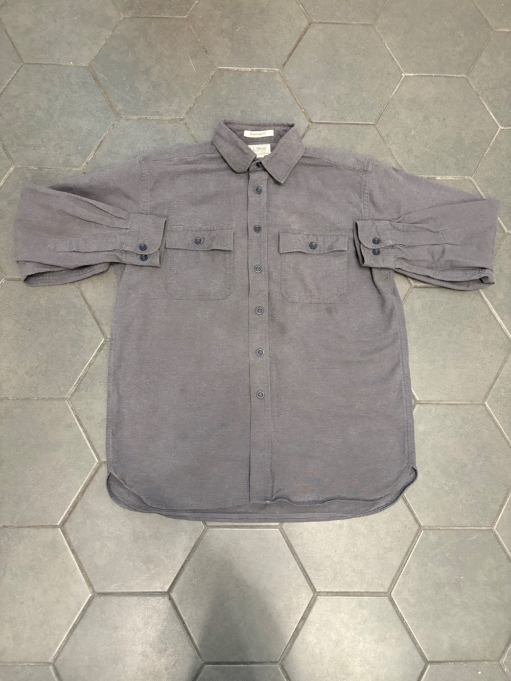 Used L.L. Bean Chamois Cloth Shirt M Regular Grey Traditional fit 100% Cotton